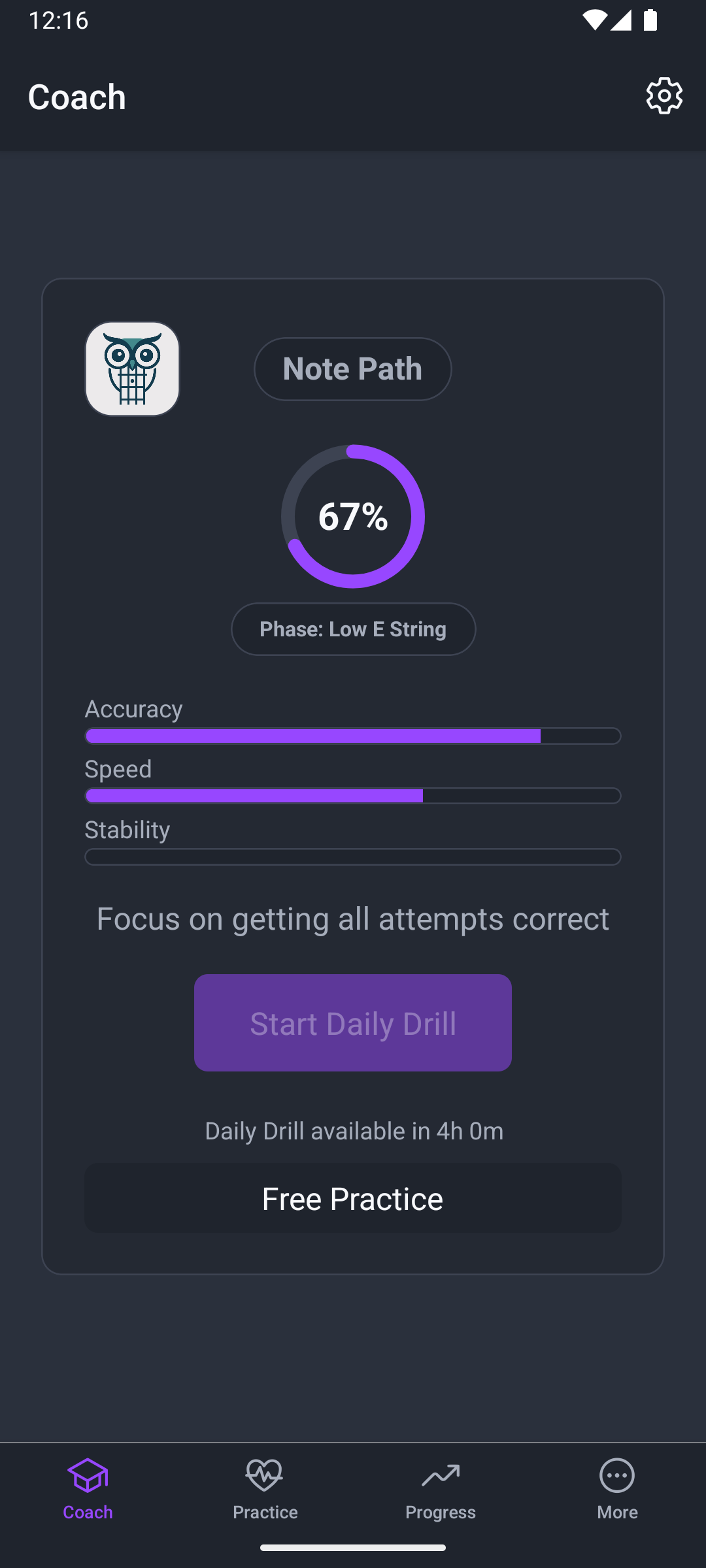Coach evaluation: accuracy and speed with Start Daily Drill